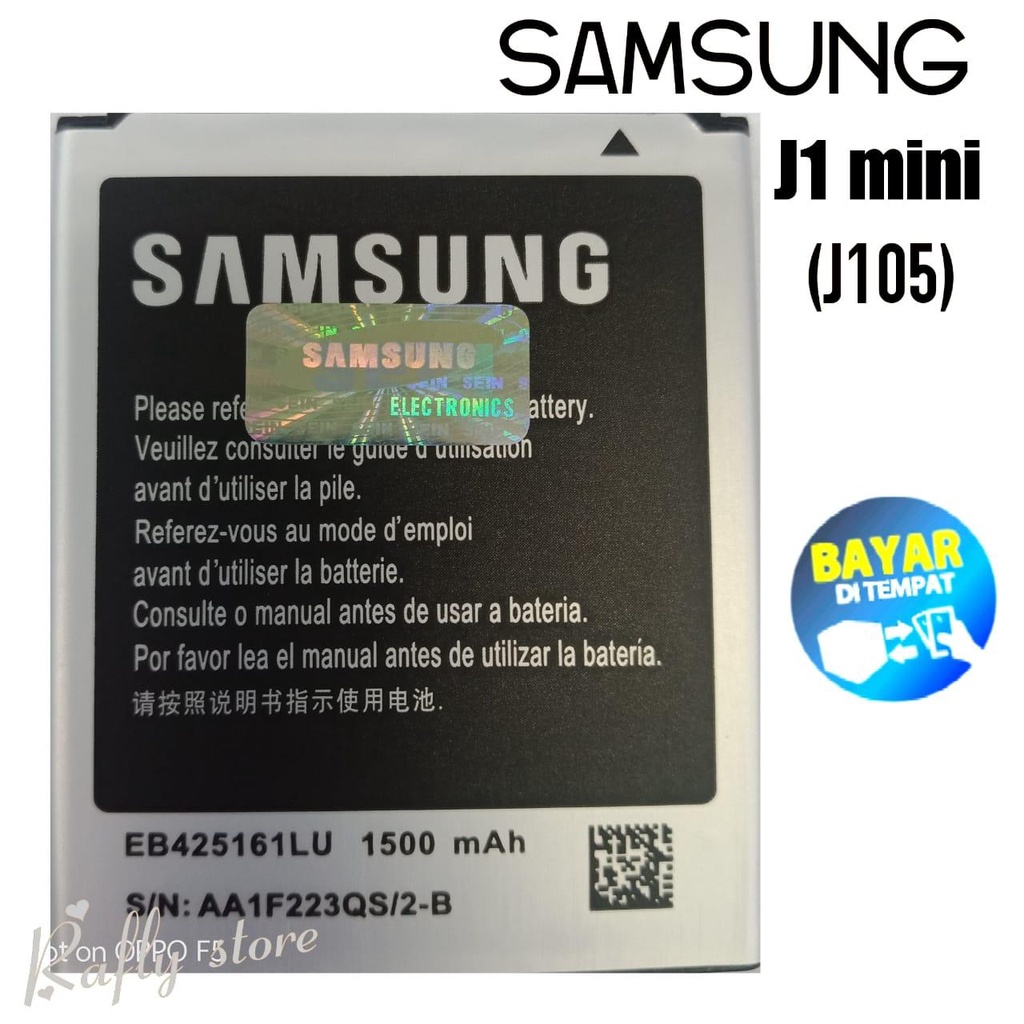 Rafly; Batrai Samsung J1 Mini (J105) Baterai Handphone Batre Android Battery Batere Samsung Galaxy J1 Mini (J105) EB425161LU 1500mAh Bisa Bayar Ditempat / Rafly store