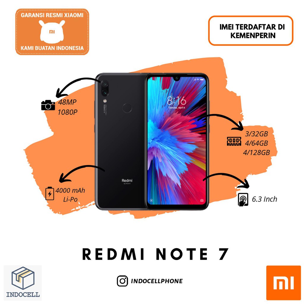 Redmi Note 7 4/64 GB - 4/128 GB Garansi Resmi | Shopee