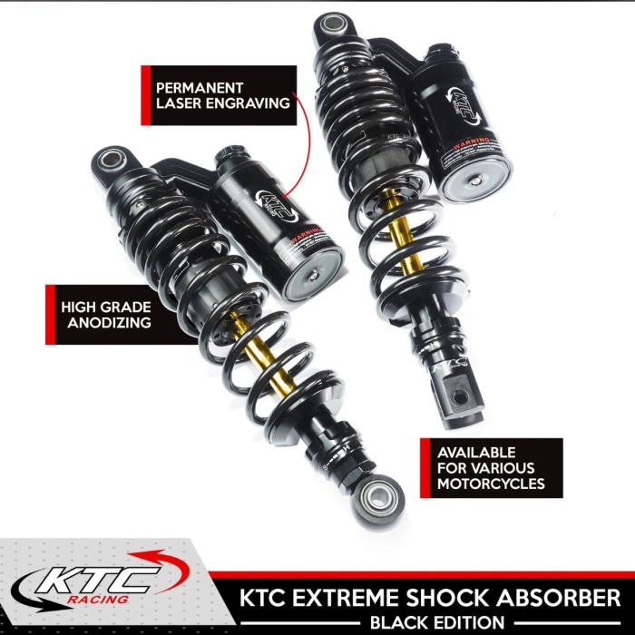 {duniastore} shock ktc racing extreme vario 125/150 - KTC -black 325m 325mm Berkualitas
