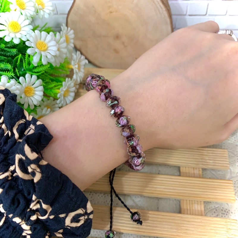 Gelang Kristal bunga/ Gelang kristal moreno asli