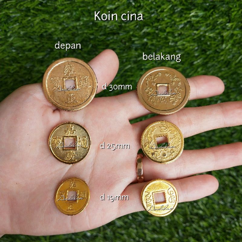 Koin Cina Emas Hiasan Dekorasi Aplikasi Imlek Sincia Per Pcs