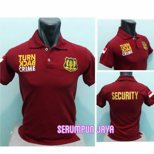 KAOS SECURITY TURN BACK CRIME MERAH MAROON - KAOS TBC SECURITY MERAH MAROON FULL BORDIR