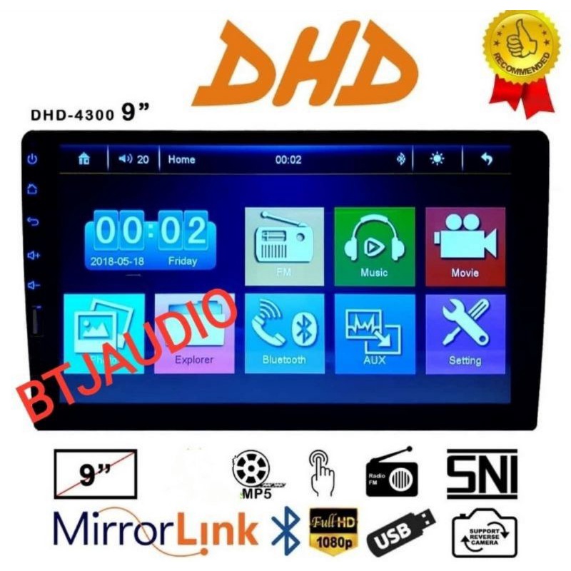 HEAD UNIT TAPE MOBIL DOUBLE DIN DECKLESS DHD MIRROLINK LAYAR 9 INCH DAN 10 INCH (NON ANDROID )