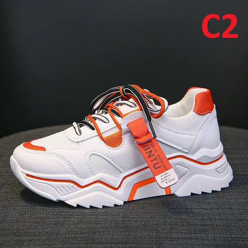 CUCI GUDANG!! Sepatu Sneakers Wanita untuk olahraga warna Putih Pink Sepatu running cewek Import Murah SP-005-B8911 C2 Orens