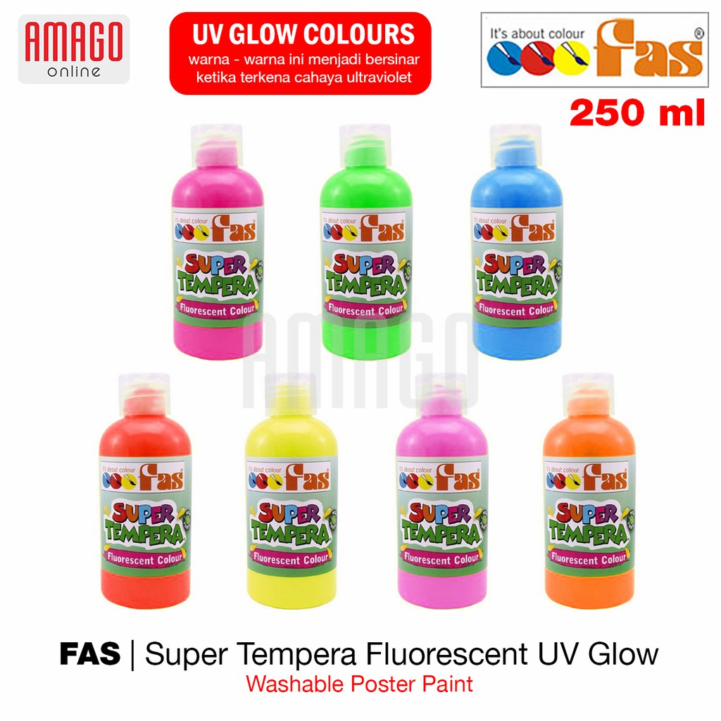 

mh Cat Poster Lukis FAS Super Tempera - Fluorescent UV Glow Paint - 250 ml - Pilih Warna