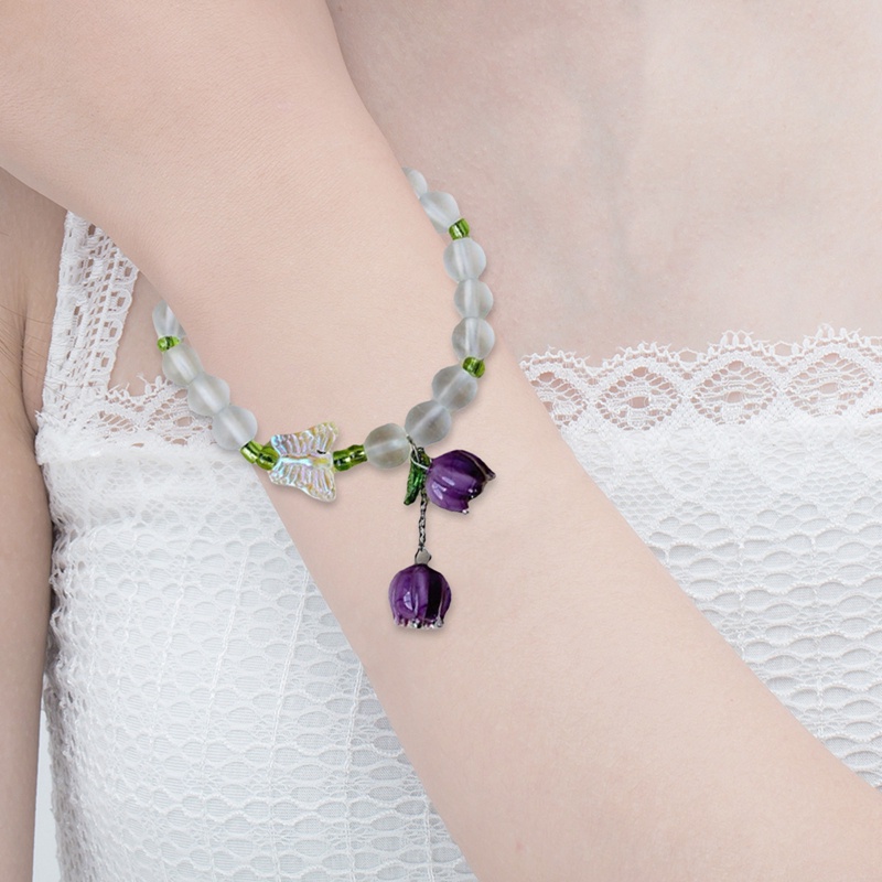 Gelang Tali Elastis Hias Manik-Manik Kristal Bunga Aster Warna-Warni Handmade Gaya Korea Bohemian Untuk Wanita