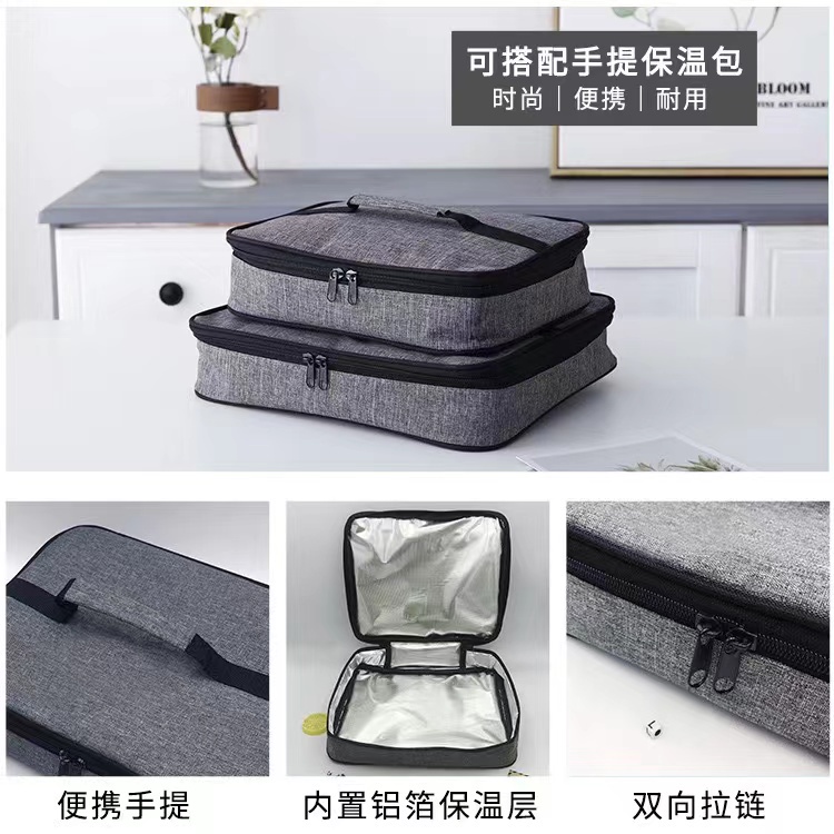 TEMPAT MAKAN Lunch Box Stainless + TAS Tahan Panas Dan Anti Tumpah + FREE SUMPIT &amp; SENDOK - YOSINOGAWA