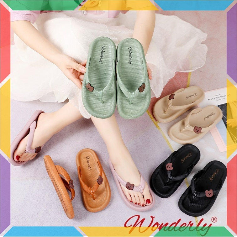 M2288 Sandal Jepit Wanita Bear Anti Slip Wonderly Sendal Cewek Karet Jelly Empuk Premium Glanzton