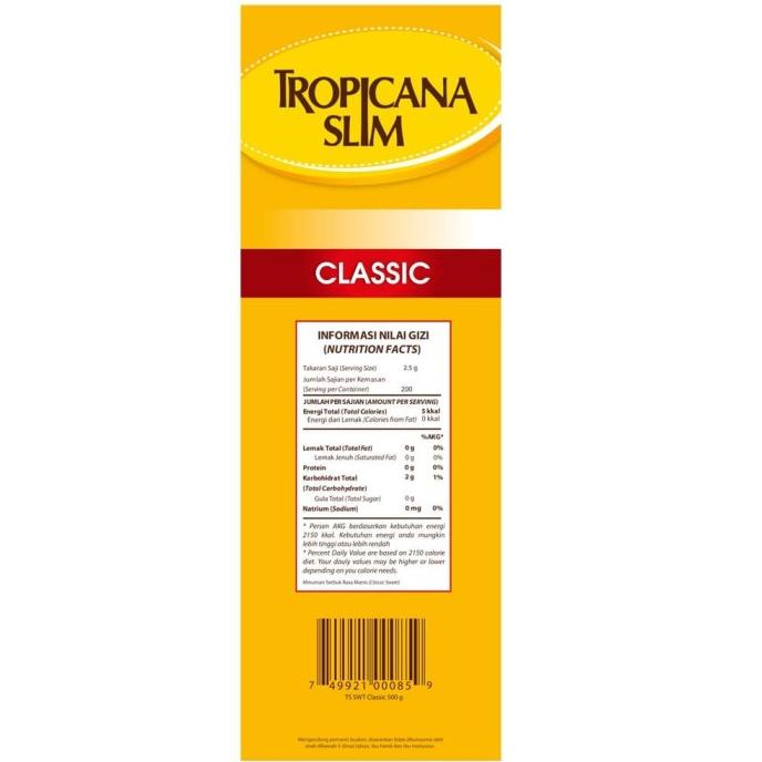 

Tropicana Slim Sweetener Classic Refill 500Gr