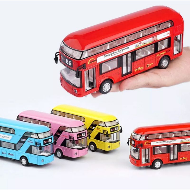 Mainan Diecast Bus London Miniatur Diecast Mobil Mobilan Bis Tingkat Luxury Bus