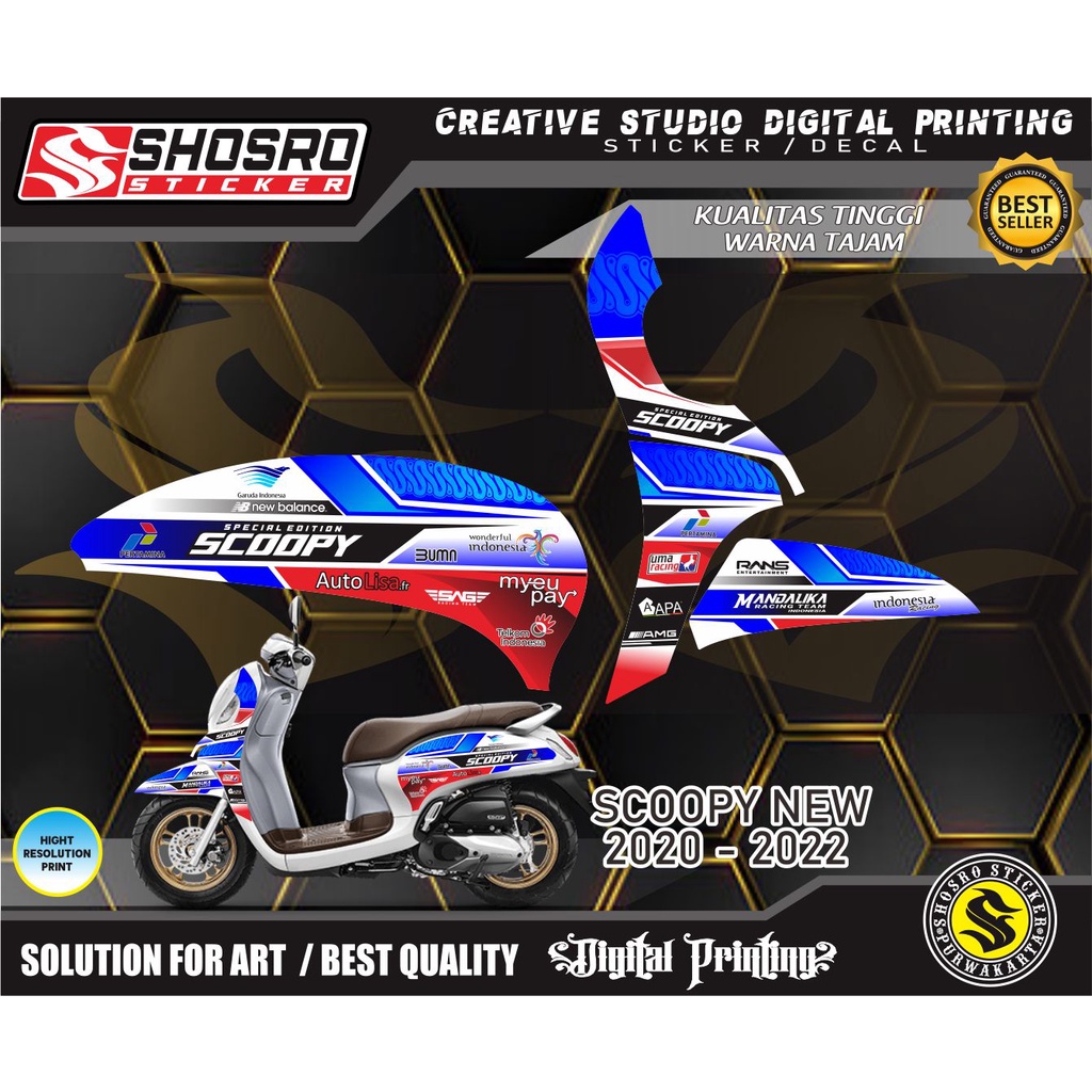 STRIPING MOTOR SCOOPY NEW 2020 - 2022 SCOOPI - SCOOPY BARU PRESTIGE / STRIPING RACING MANDALIKA STIK