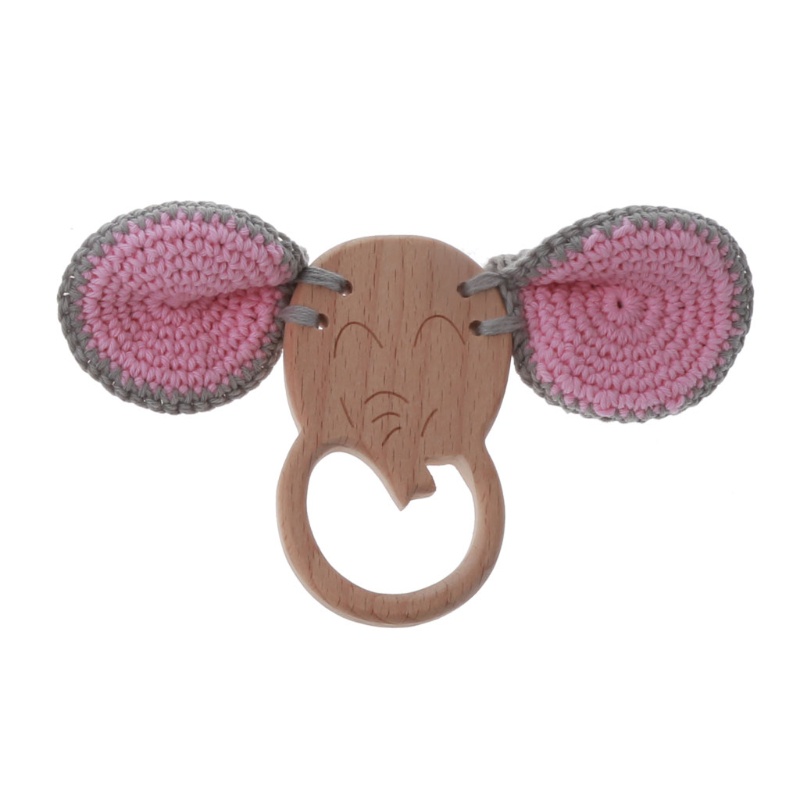 Mary 1PC Mainan Rattle Teether Bahan Kayu Beech BPA Free Untuk Bayi