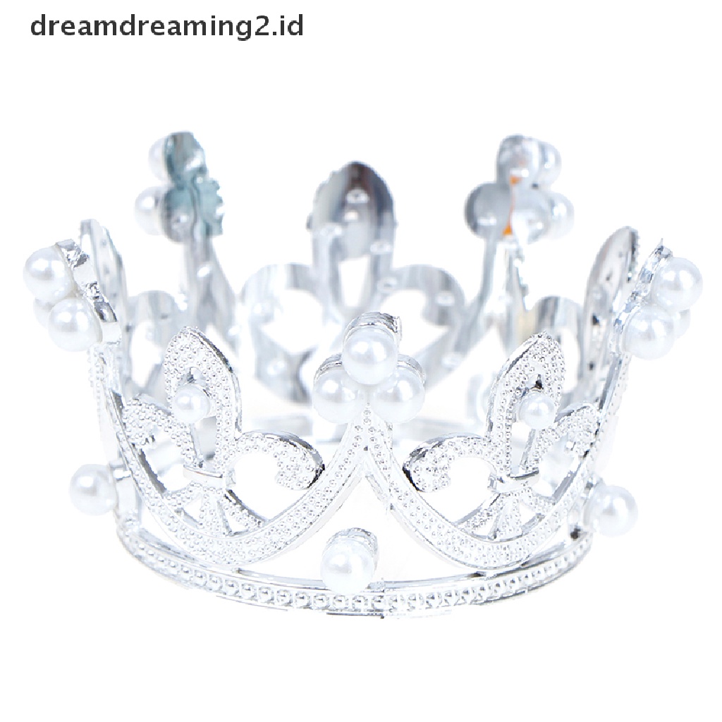 (LIKE) 1pc Mahkota Tiara Mini Hias Kristal / Mutiara Untuk Hiasan Rambut Anak Perempuan