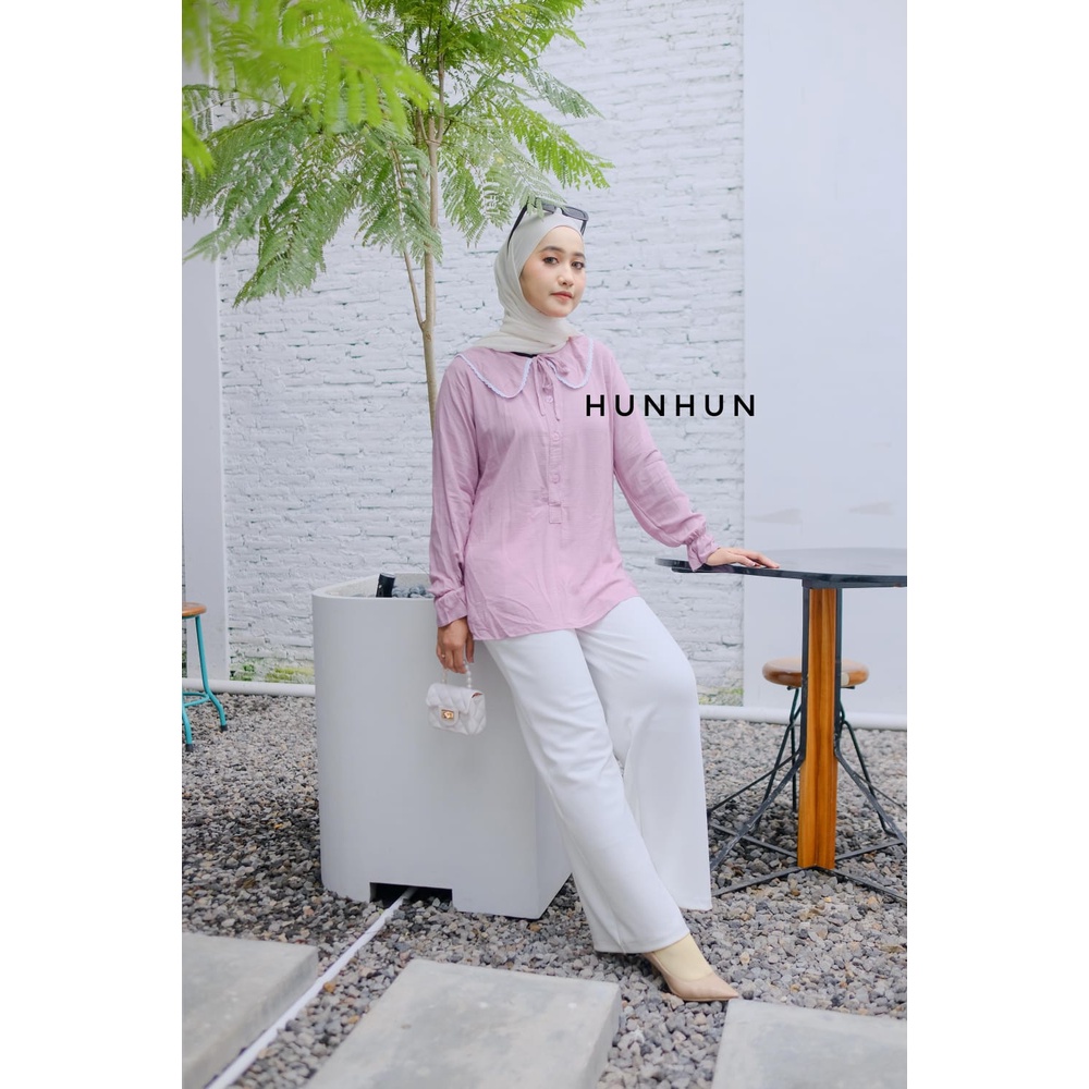 Madania Blouse Kemeja Blouse Crincle Import Renda Blouse Tangan Lonceng Pusatgrosir_solo