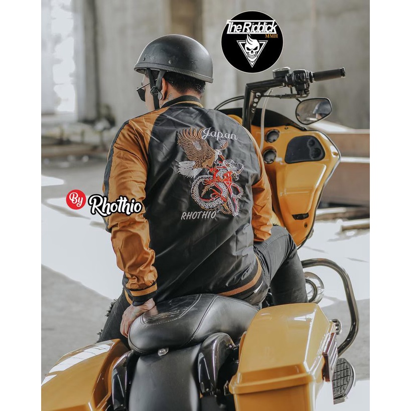 Jaket Bomber Pria Sukajan Full Bordir Orignal Gambar Naga Emblem Jacket bomber Premium Cowok Distro/Bisa Bayar Ditempat/Gratis Ongkir