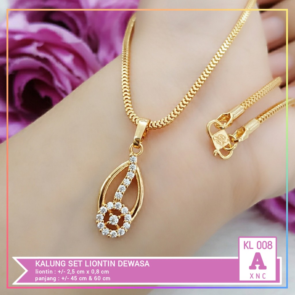 Kalung xuping kalung dewasa permata labu rantai milano lapis emas gold KL 008