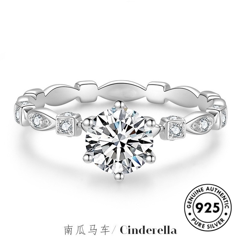 Cincin Berlian Bahan S925 Silver Untuk Wanita