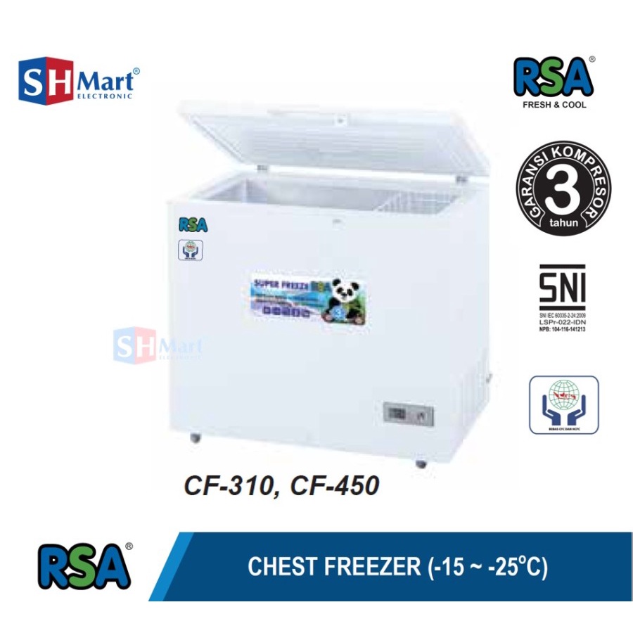 CHEST FREEZER RSA 310 LITER CF310 / CF-310 FREEZER BOX GARANSI RESMI (MEDAN)