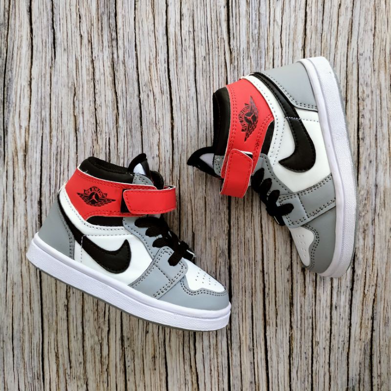 SEPATU JORDAN ANAK GREY RED PREMIUM HIGH QUALITY SEPATU ANAK JORDAN