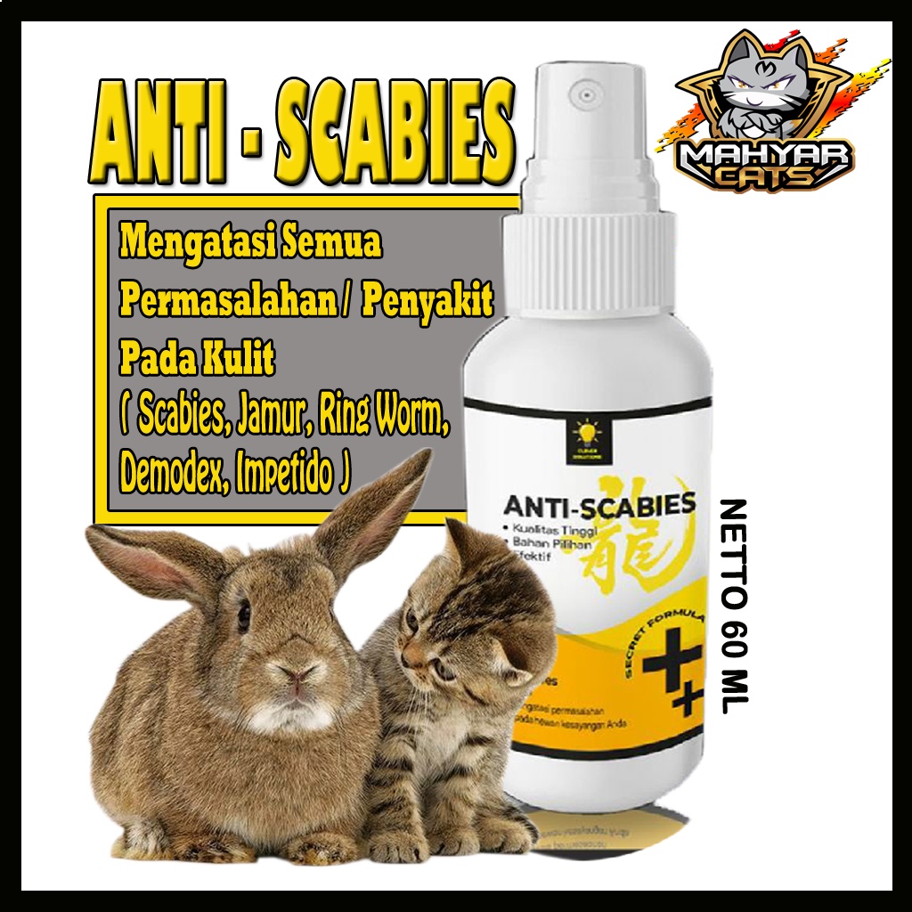 Obat Jamur Kucing Scabies Demodex Impetigo Jamur Kutu Parasit Cacing Hati Gatal Kulit ANTI SCABIES Clever Solutions/Petco