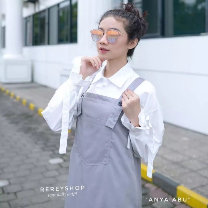 Overall Anya Saku depan polos panjang/long dress panjang