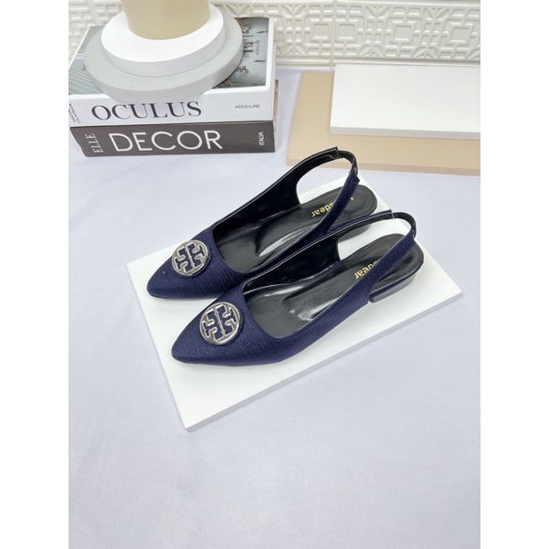 sepatu flatshoes tali belakang wanita terbaru kekinian  bahan satin 2cm LOUISDEAR B40