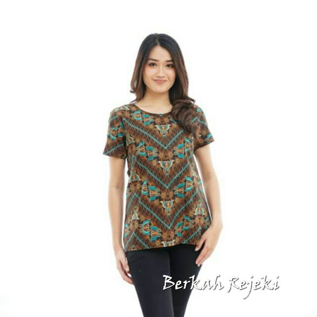 Super Murah Atasan ABG Katun Cewek Biru Batik Berkah Rejeki