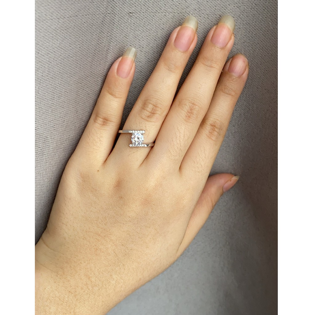 Cincin Perak Wanita Pria Couple Asli S 925 Lapis Rhodium Cocok Kawin Nikah tunangan hadiah RS041