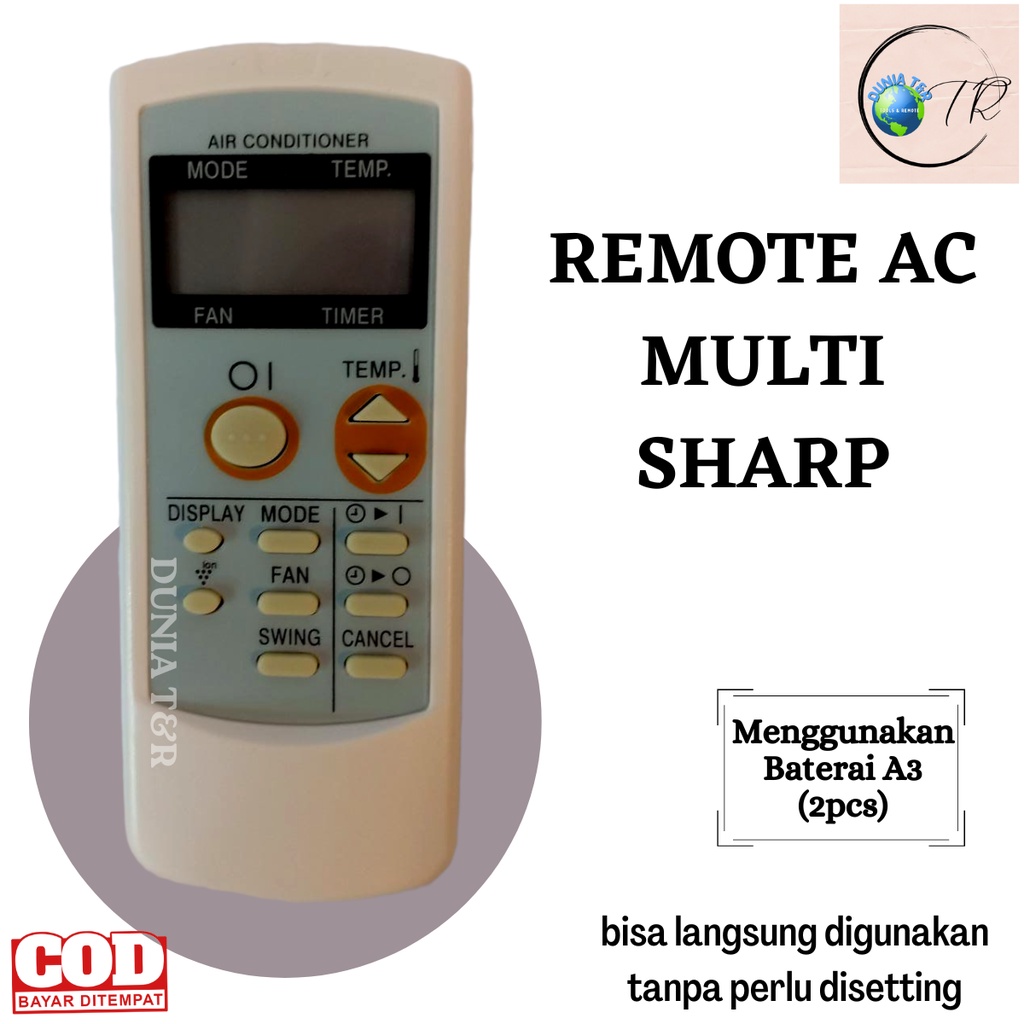 Remot / Remote AC SHARP Ion Plasmacluster tanpa dus tidak perlu setting