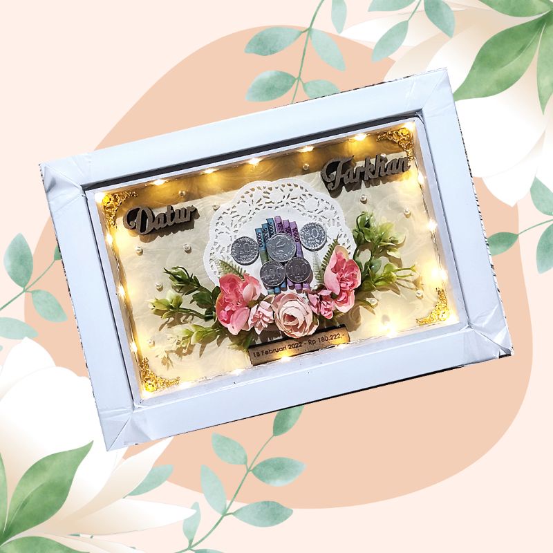 figura mahar simple simpel lampu led frame mahar lampu led kado perkawinan kado pernikahan unik rust