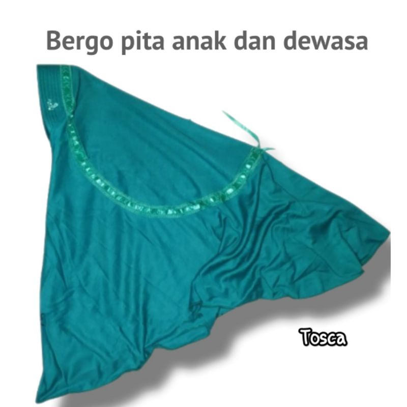 hijab kerudung jilbab instan bergo anak sekolah sd smp sma dewasa serut pita atas warna hijau tosca 