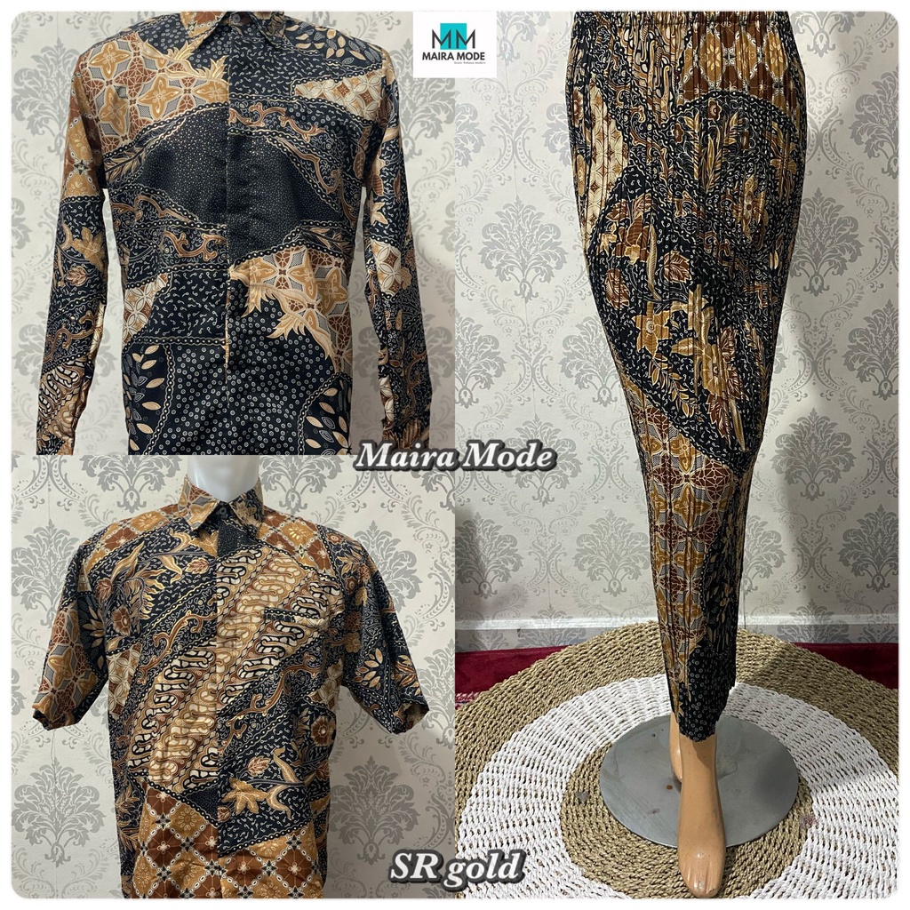 Couple batik kemeja dan rok plisket / set rok plisket dan kemeja batik / motif  SR