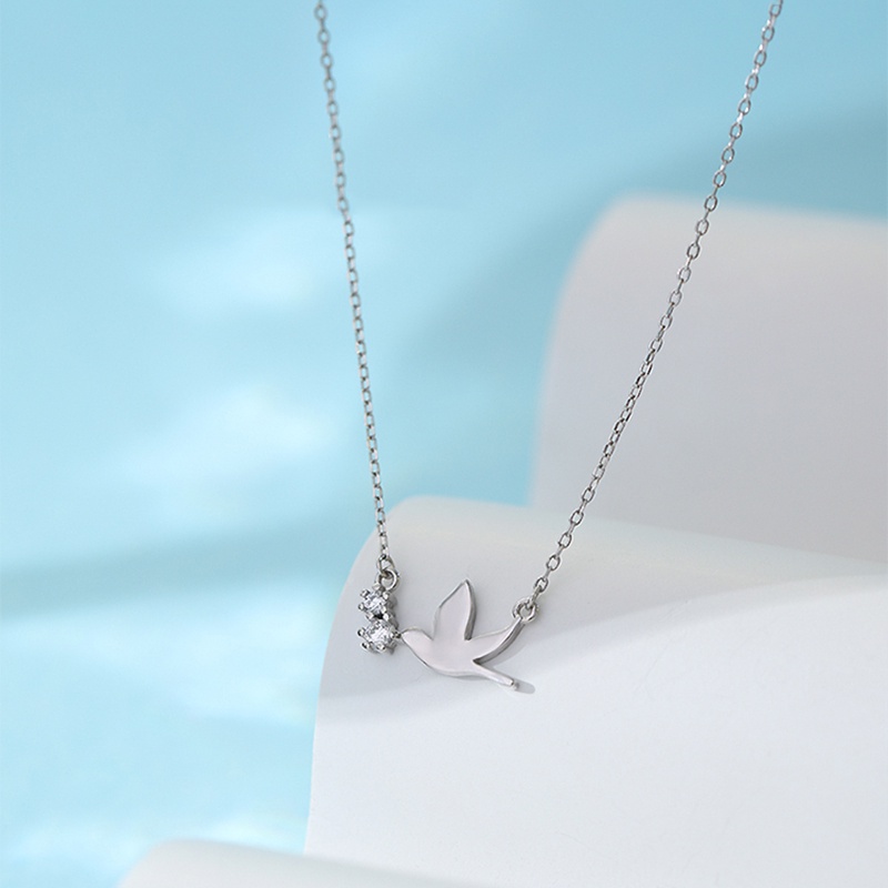 Fashion Peace Dove Pendant Necklace Kalung Korea Bird Silver Chain Necklaces for Women Jewelry Gift