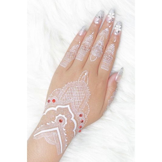 2 PCS HENA INSTAN PUTIH J1034 / MOTIP MEWAH / FREE GLITER MANIK DAN SAMPLE
