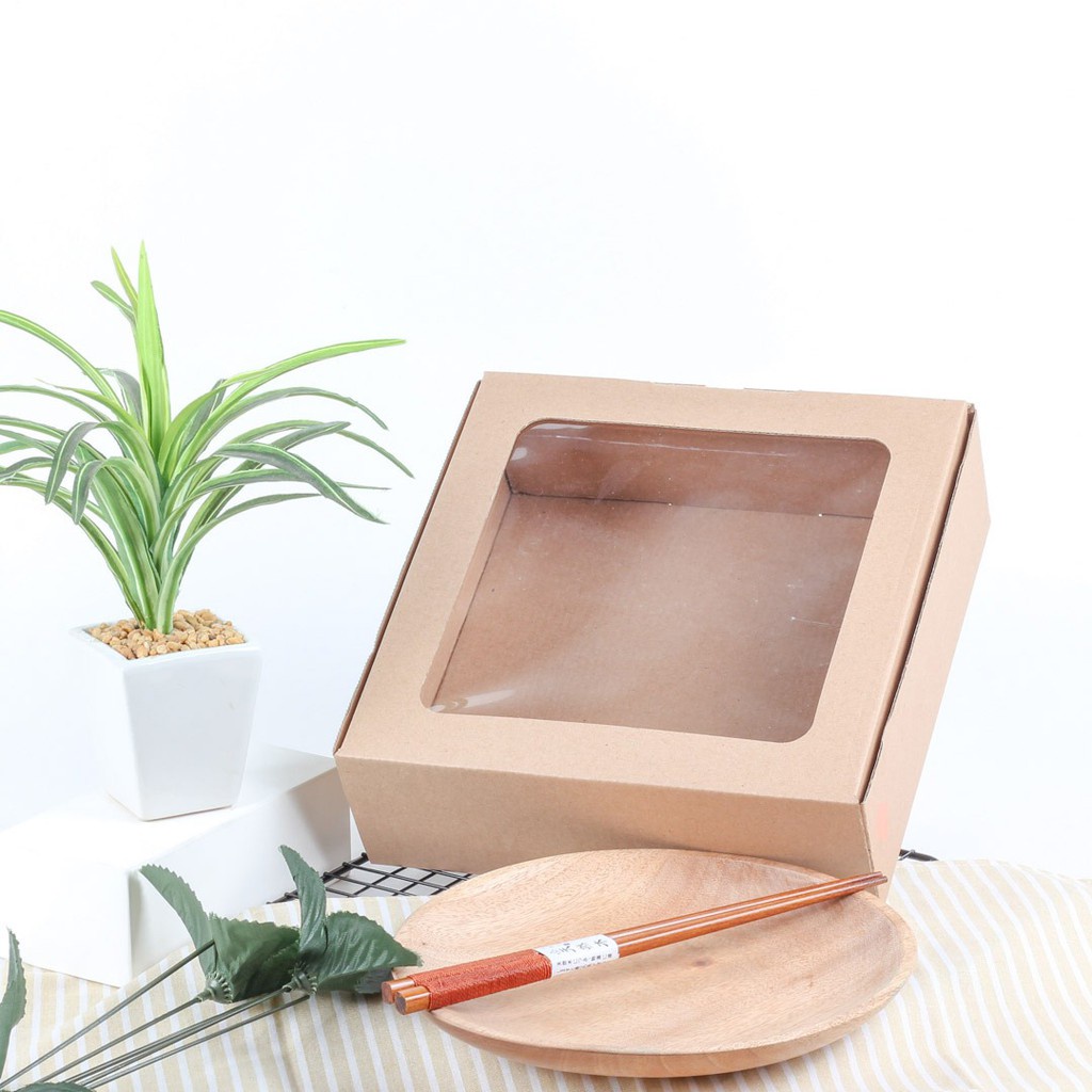 

Dus Mika Box Hampers Packaging Cake Box Window GiftBox Ukuran 22x22x7 cm (Isi 10pcs)