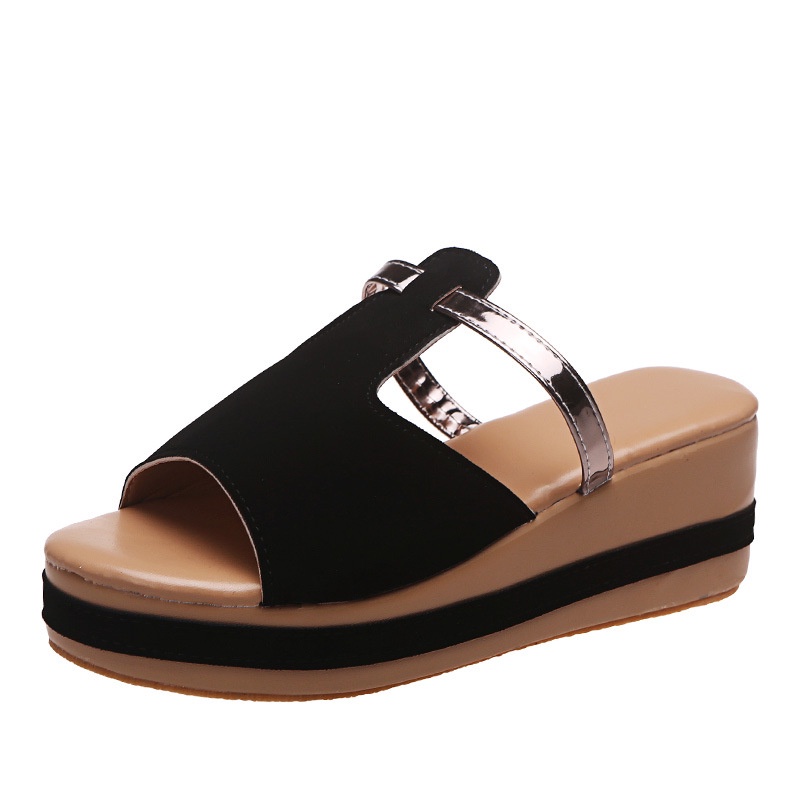 TBIG [COD] Sandal Slip On Wedges Megan Wanita Sepatu Korea Style Sekolah Kuliah
