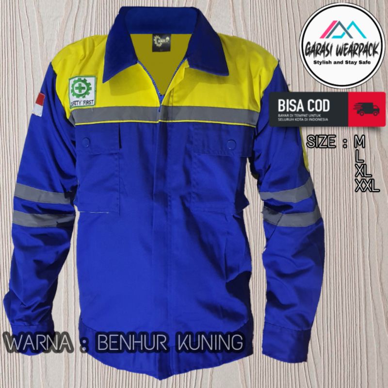 wearpack atasan safety/ pakaian kerja / APD K3 / lengan panjang/original benhur kuning realpict