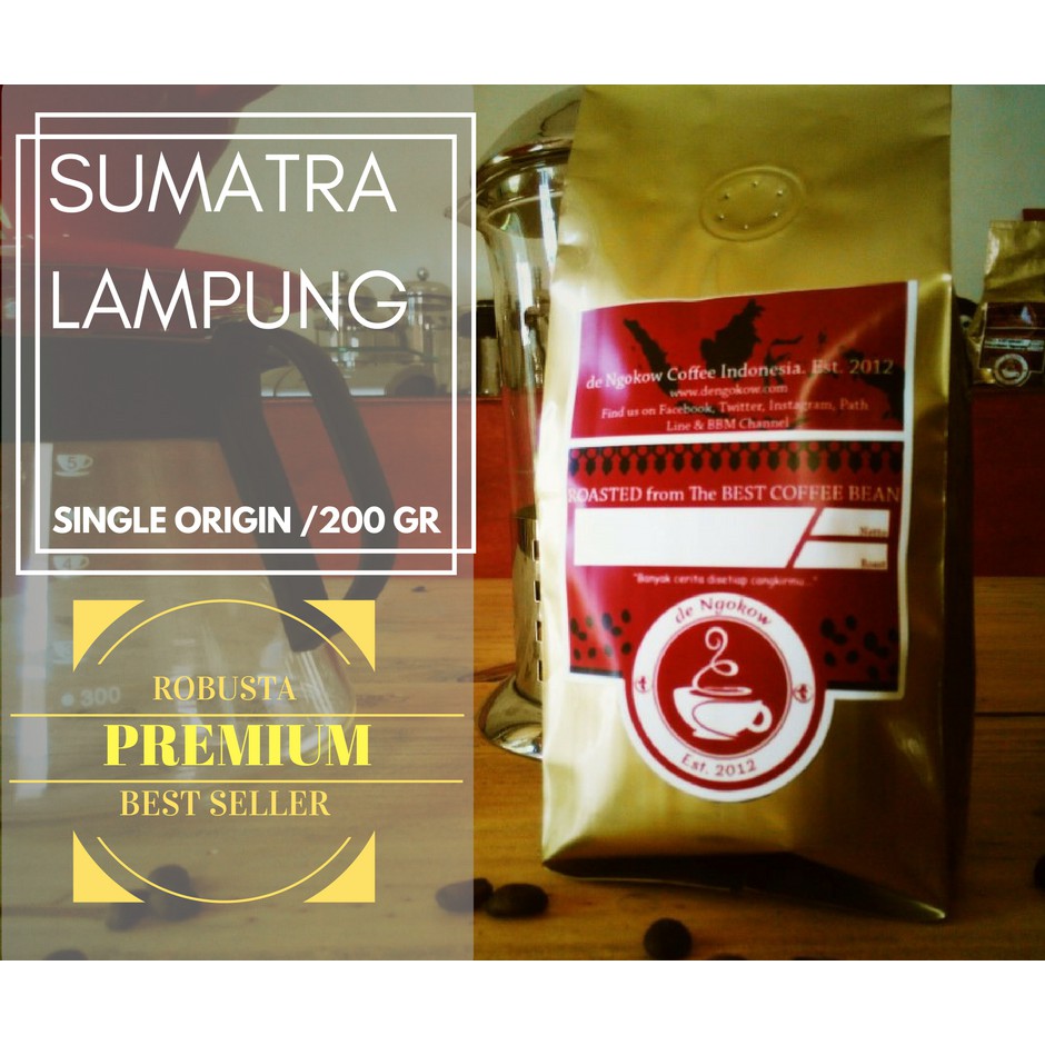 

Kopi Robusta Lampung 200 gr Premium Coffee Beans by de Ngokow Roastery (Biji/Bubuk)