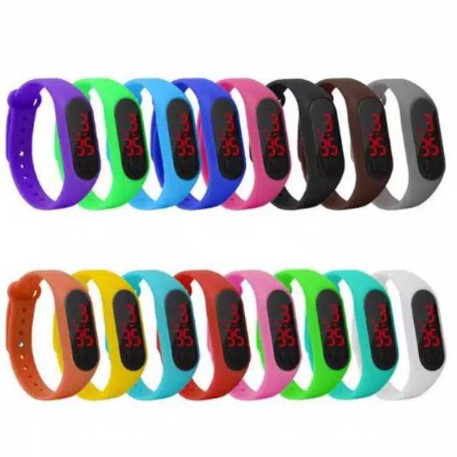 Promo Beli 1 Gratis 1 Jam Tangan Pria/Wanita LED Karet Mibandd