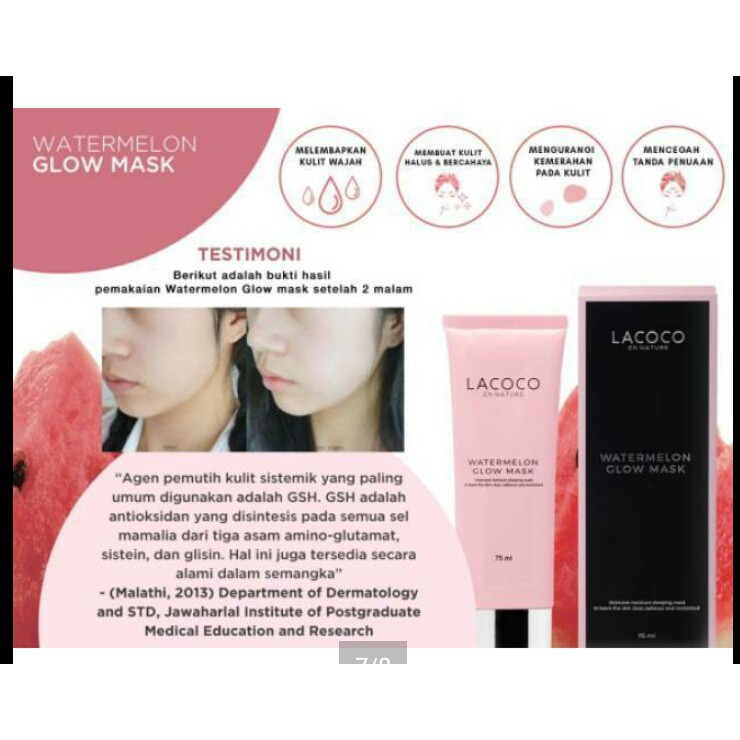 [lacoco] watermelon golw mask (kulit jadi shiny &amp; firming gitu loh dan ini gak perlu bilas) lacoco