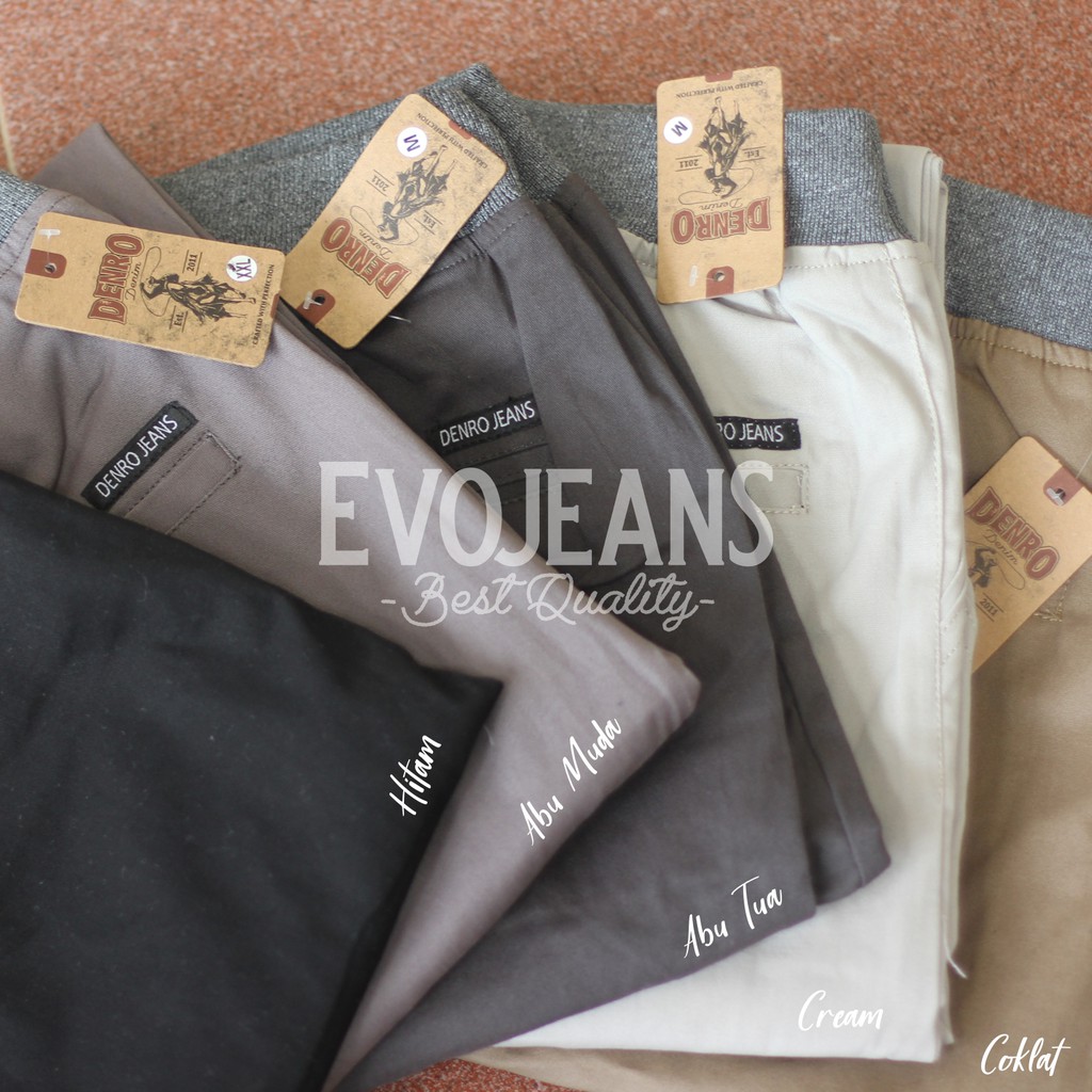Celana Panjang Pria Bahan Chino Pants Pinggang Karet / Celana Panjang Rip / Rib Berkualitas EvoJeans