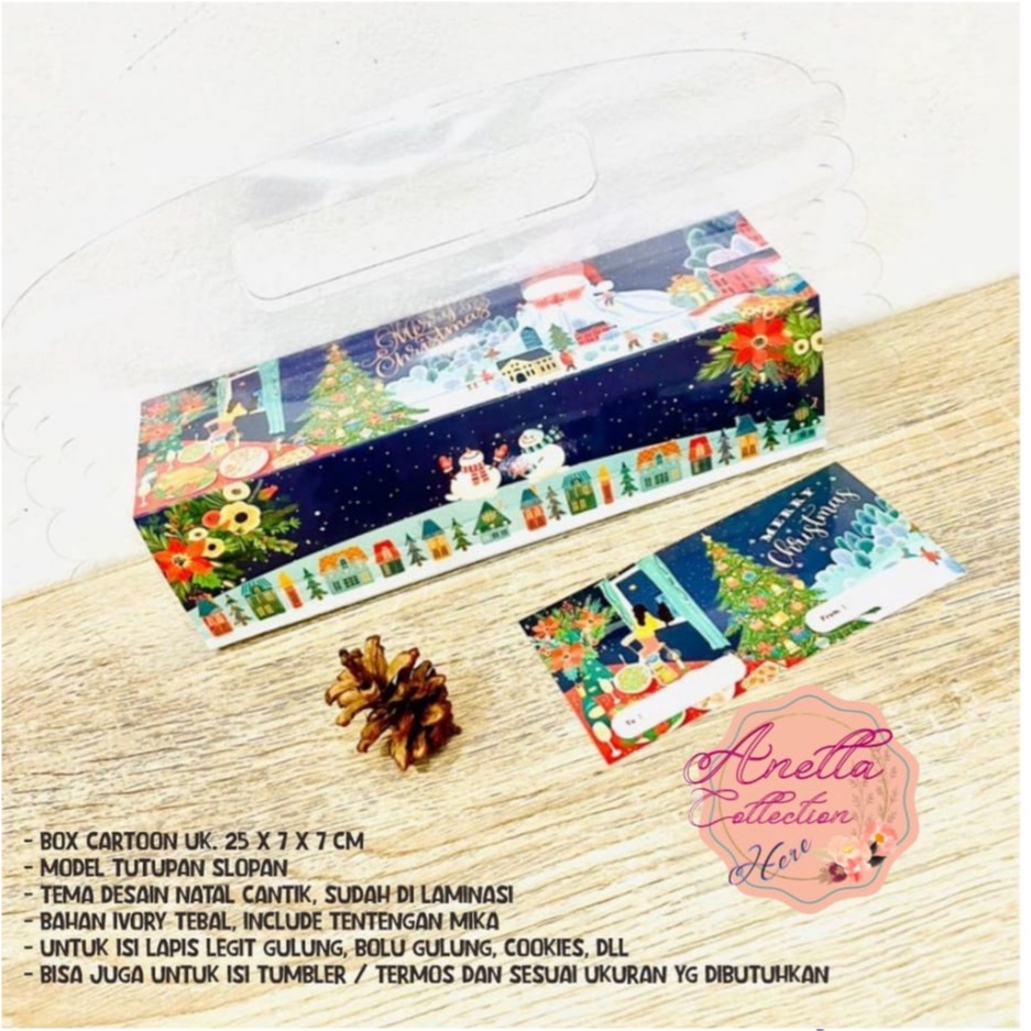 

Box slop tentengan mika Lapgit Roll Bolu gulung Tema Natal