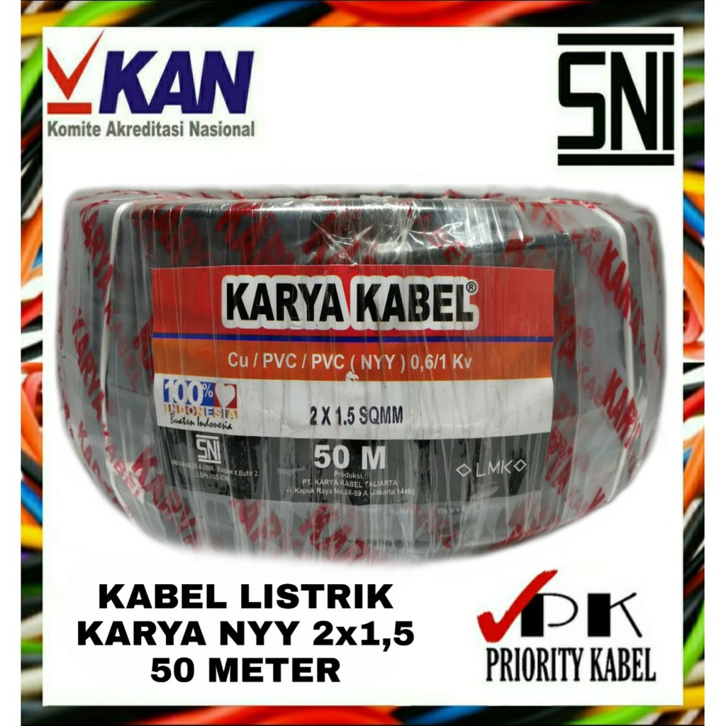 Kabel Listrik Kawat KARYA NYY 2x1,5 2x1.5 50meter (50m)