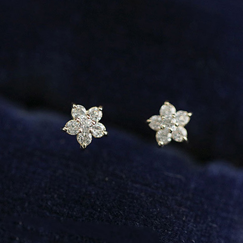 Hu Hu Hu Hu Hu Alat Bantu Pasang Kacamata♡ 1 Pasang Anting Stud Bentuk Bintang Bahan Cubic Zirconia Untuk Wanita