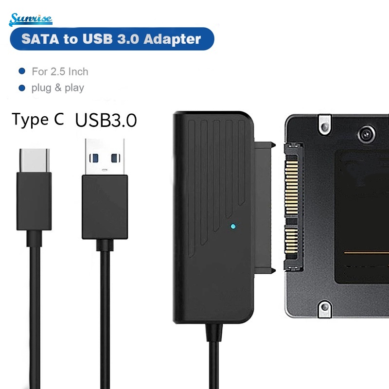 Kabel Transmisi Data SATA Ke USB 3.0 Tipe C 5Gbps High Speed Untuk Hard Disk HDD SDD 2.5 &quot;