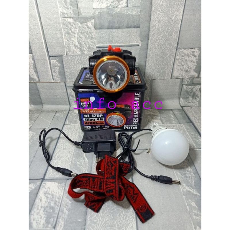 Senter kepala LED Rolinson 50W Charger Cahaya Putih Headlamp
