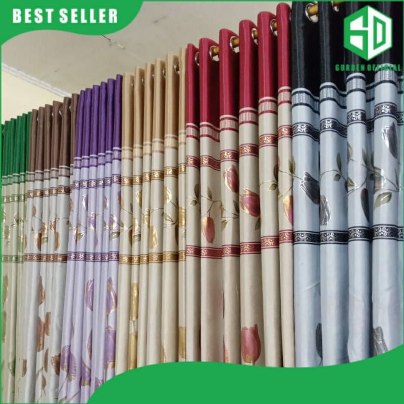 GORDEN IMPORT BLACKOUT MOTIF TULIP MURAH GORDEN JENDELA PINTU KAMAR