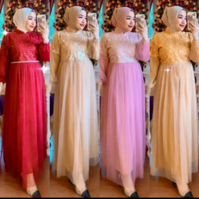 DRESS BROKAT PREMIUM IMPORT MIX TILLE DOT FULL FURING READY BANYAK BISA SERAGAM ALLSZ-JUMBO