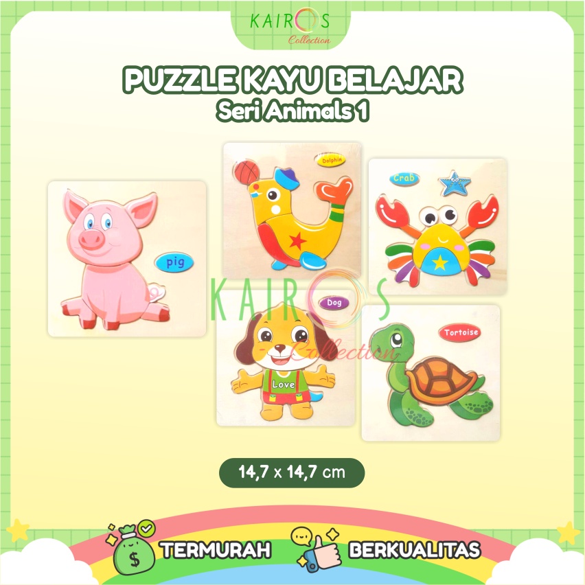 Puzzle Anak Kayu Belajar Animals Binatang