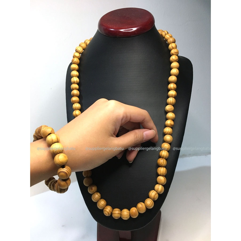 Set Gelang Kalung Kayu Kokkah/ Kauka/Koka/Kokka Asli Natural Mardjan Untuk Kesehatan Original Merica